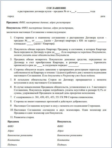 Как расторгнуть договор купли-продажи квартиры: все нюансы