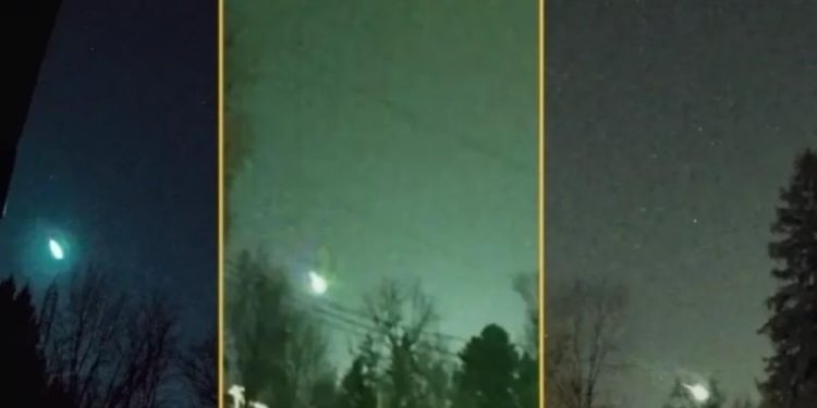 Появились кадры взрыва зеленого метеора над Мичиганом