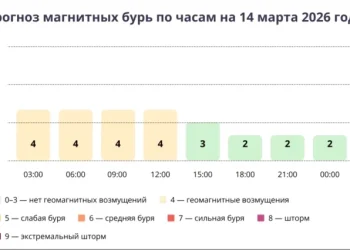 Прогноз магнитных бурь по часам на 14 марта 2026 года. Инфографика