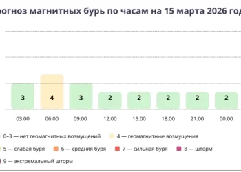 Прогноз магнитных бурь по часам на 15 марта 2026 года. Инфографика